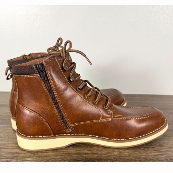 Steve Madden Doyers Boots Mens 11 Cognac Lace Up Side Zip  display picture 3